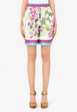 Dolce & Gabbana Bluebell Print Shorts In Silk Multicolor