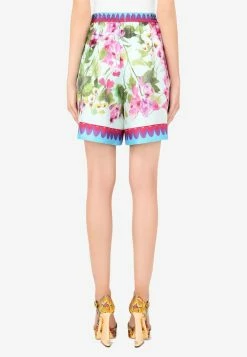 Dolce & Gabbana Bluebell Print Shorts In Silk Multicolor -Evening Dresses Popular Store FTAM7T 20FI18G 20HC3JB 201