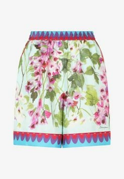 Dolce & Gabbana Bluebell Print Shorts In Silk Multicolor -Evening Dresses Popular Store FTAM7T 20FI18G 20HC3JB 202