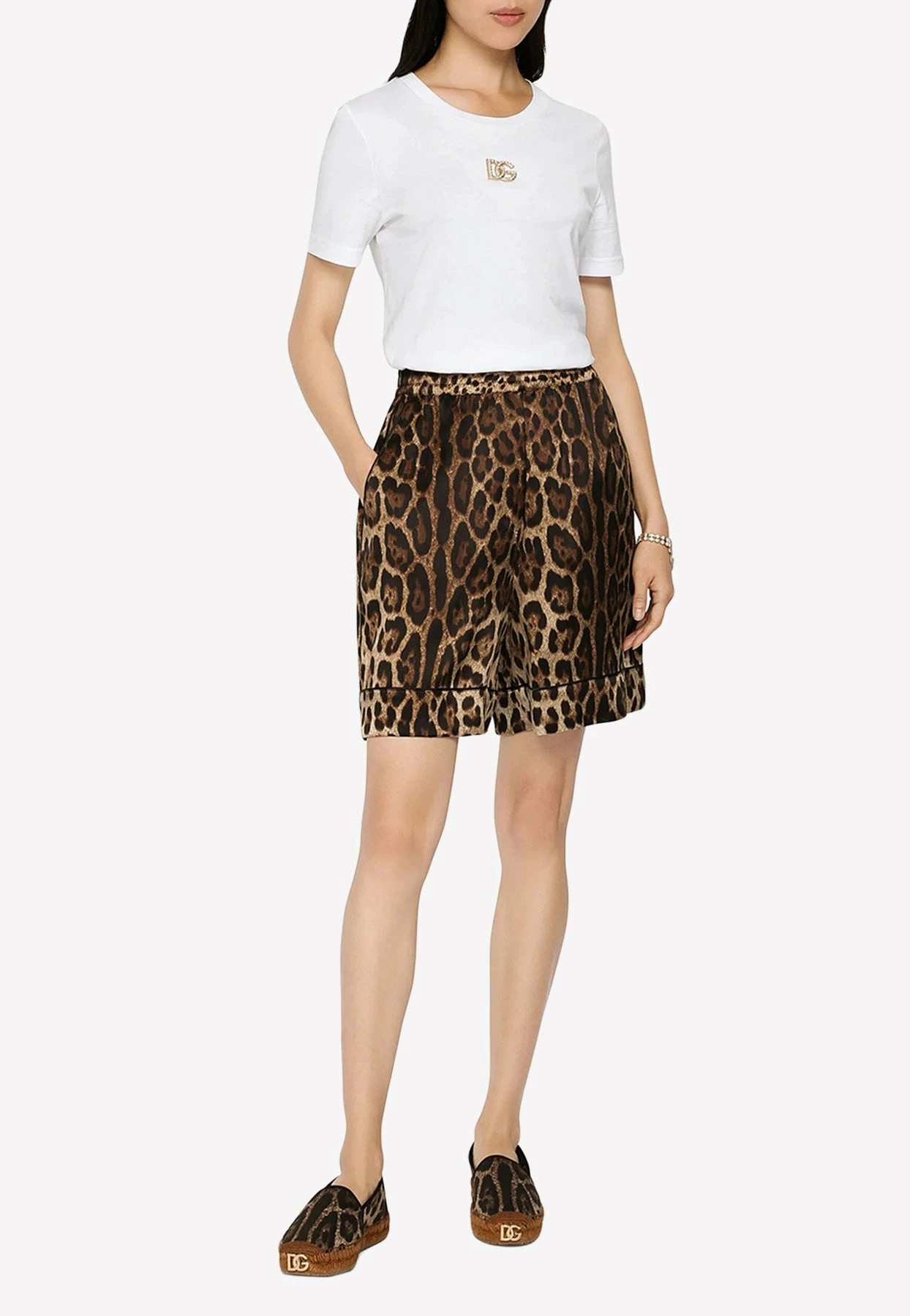 Dolce & Gabbana Animalier Printed Silk Shorts Brown 1 Dolce & Gabbana Animalier Printed Silk Shorts Brown
