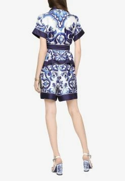 Dolce & Gabbana Majolica Print High-Waist Silk Twill Shorts Blue 7 Dolce & Gabbana Majolica Print High-Waist Silk Twill Shorts Blue -Evening Dresses Popular Store FTAM7T 20HI1BG 20HA3TN 201