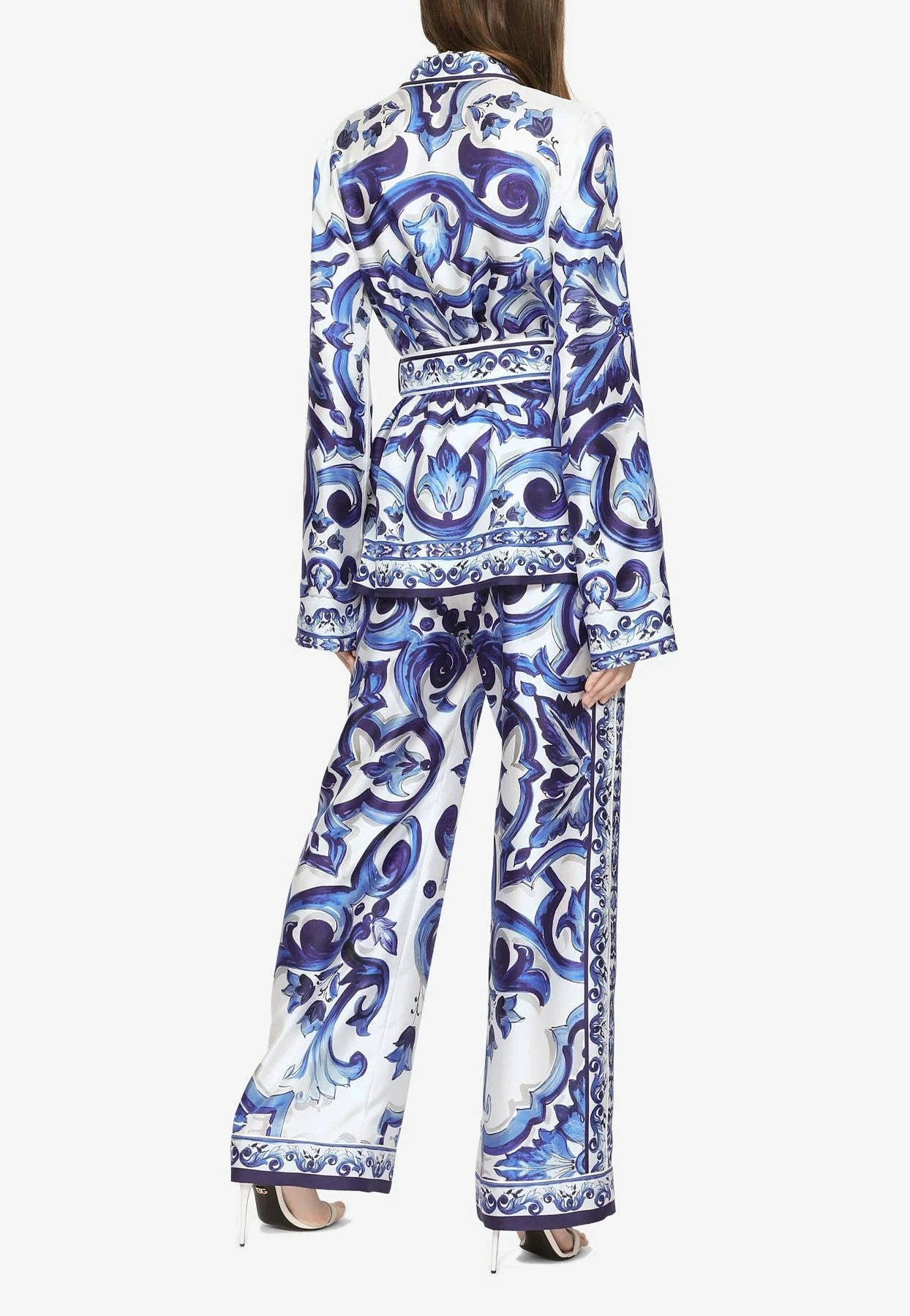 Dolce & Gabbana Majolica Print Twill Pants Blue 4 Dolce & Gabbana Majolica Print Twill Pants Blue - Image 4