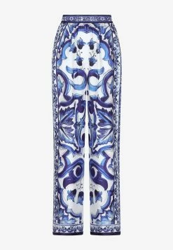 Dolce & Gabbana Majolica Print Twill Pants Blue