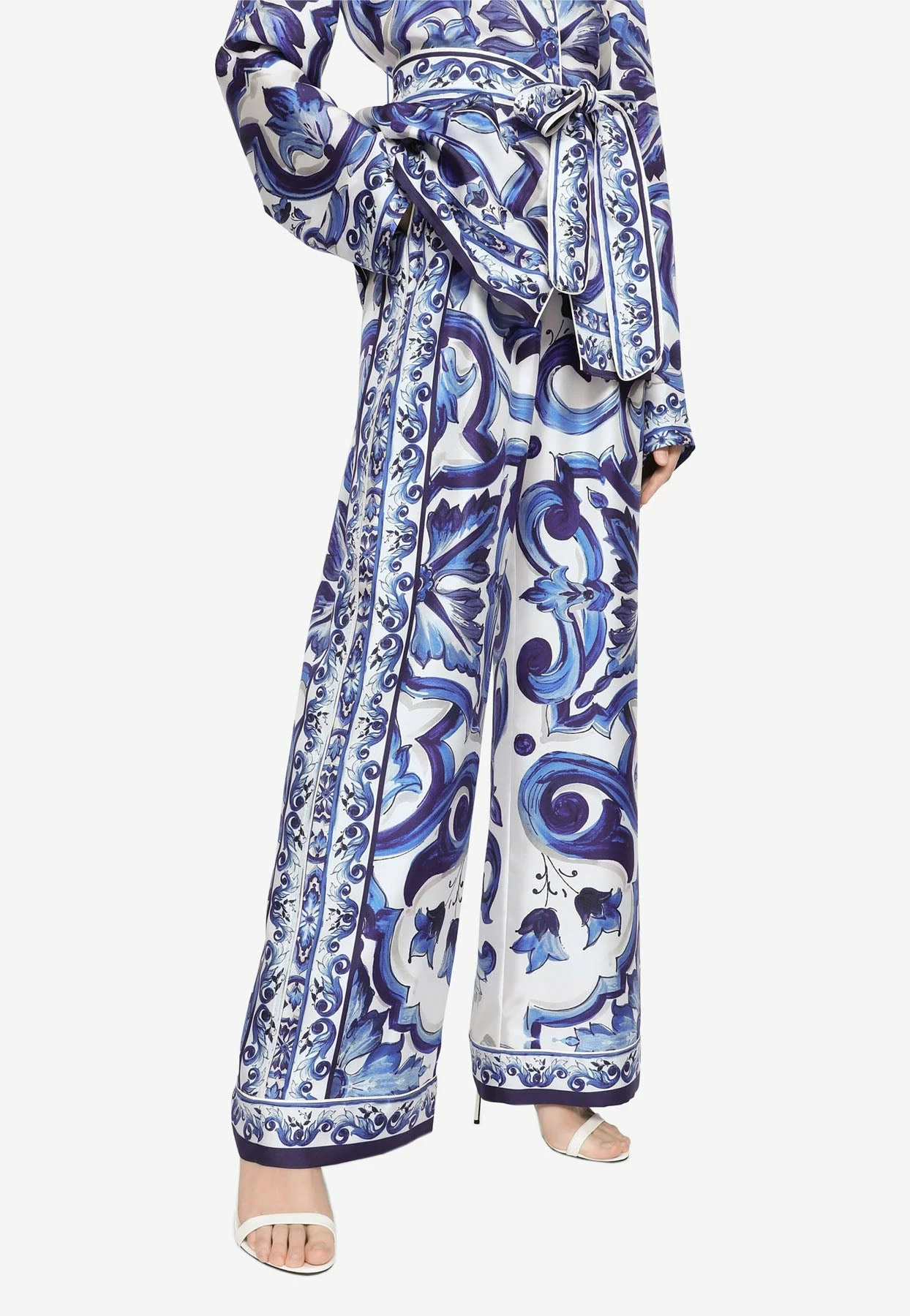 Dolce & Gabbana Majolica Print Twill Pants Blue 3 Dolce & Gabbana Majolica Print Twill Pants Blue - Image 3