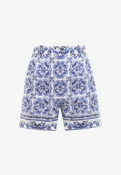 Dolce & Gabbana Majolica Print Tailored Shorts Blue
