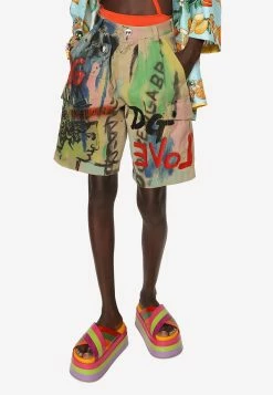 Dolce & Gabbana Graffiti Print Cargo Shorts Multicolor