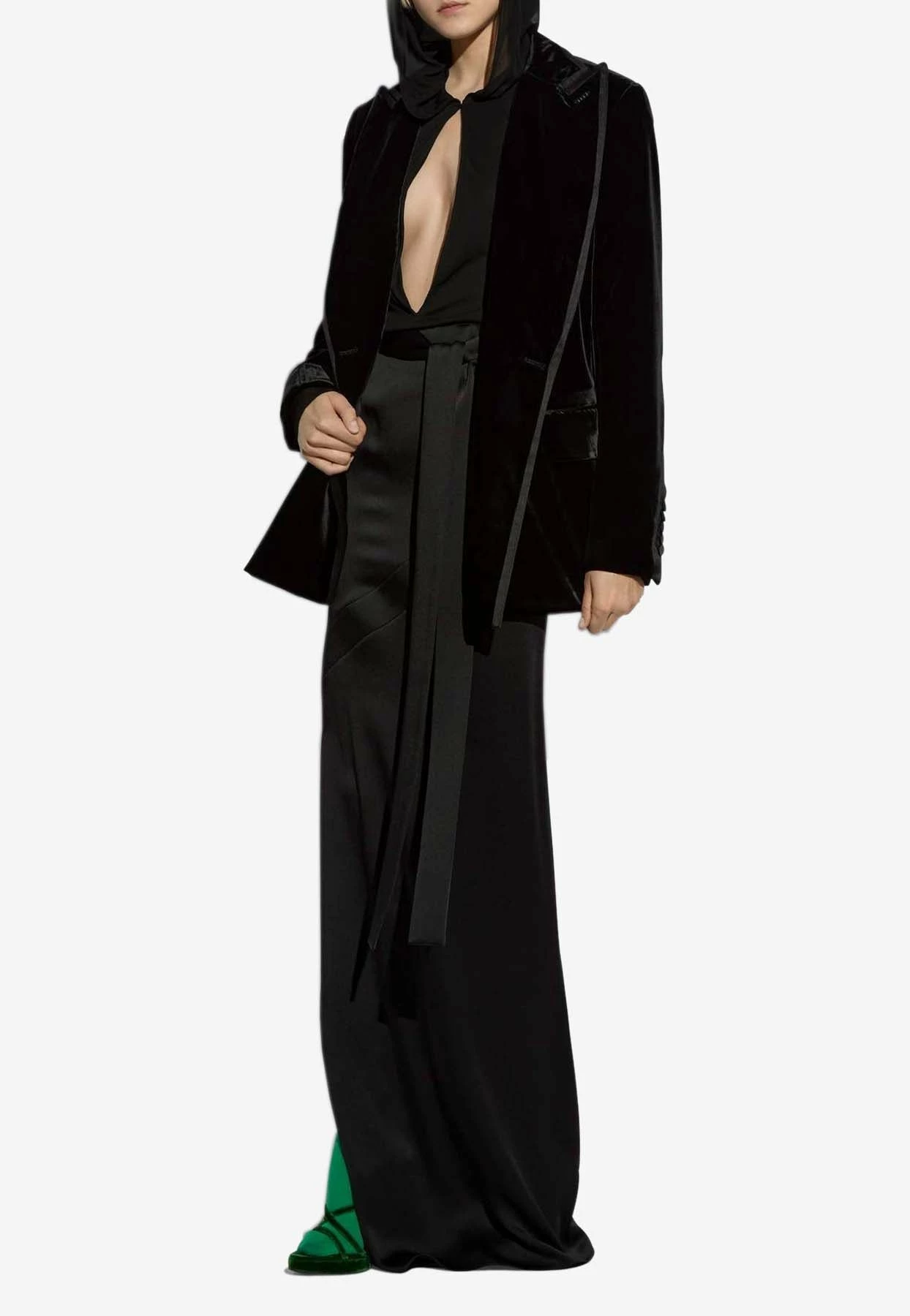 Tom Ford High-Rise Maxi Skirt In Satin Black 1 Tom Ford High-Rise Maxi Skirt In Satin Black