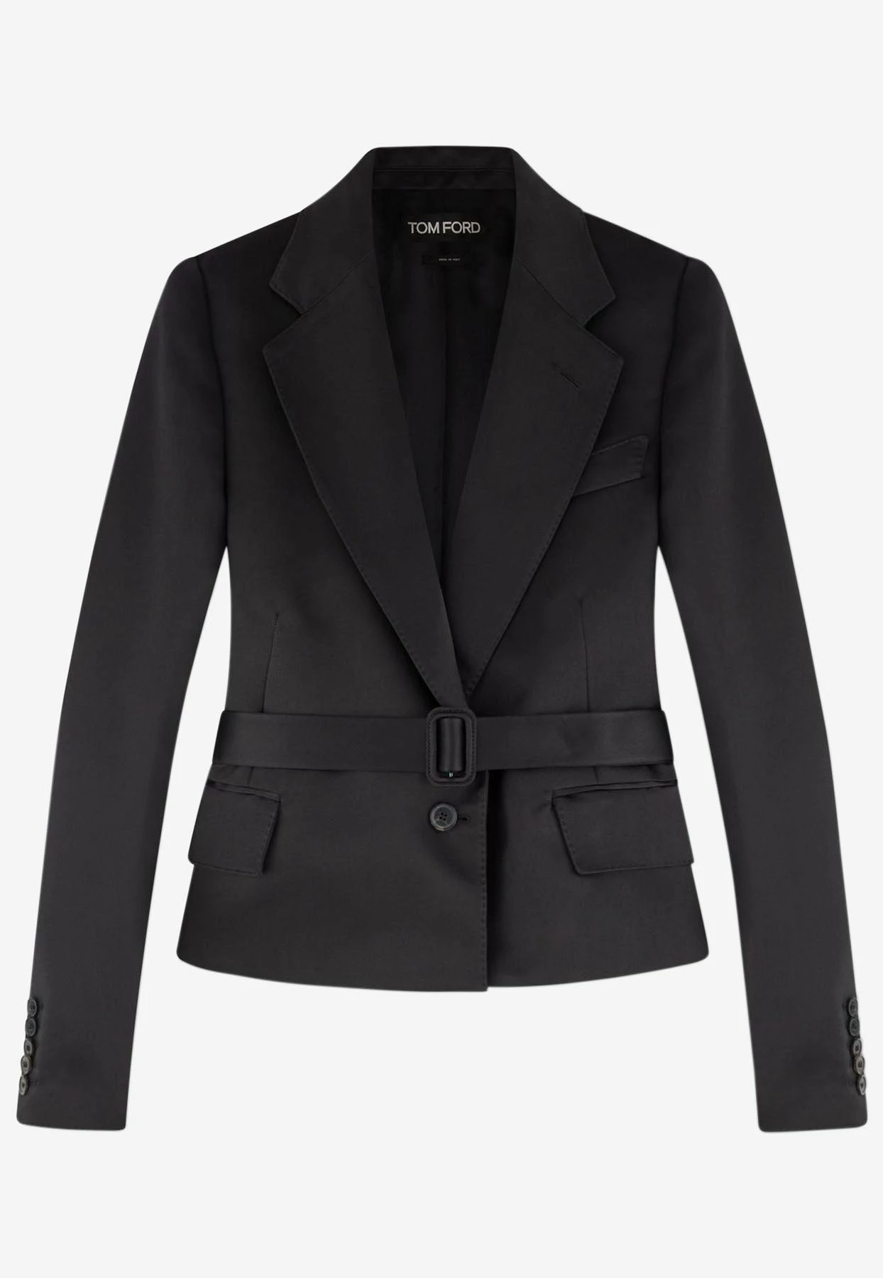 Tom Ford Duchesse Crop Belted Silk Jacket Black 3 Tom Ford Duchesse Crop Belted Silk Jacket Black - Image 3