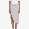 Dawei Linen Wrap Skirt With Slit Gray