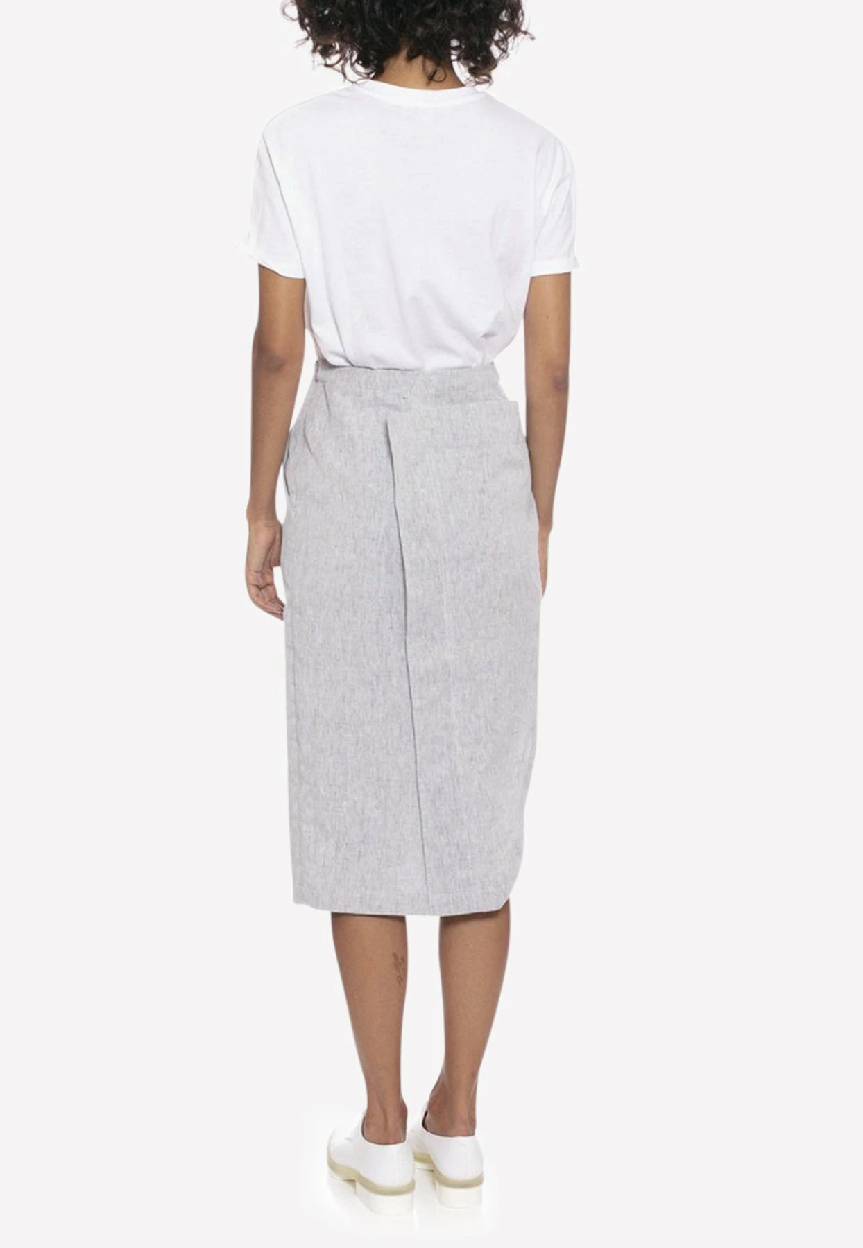 Dawei Linen Wrap Skirt With Slit Gray 2 Dawei Linen Wrap Skirt With Slit Gray - Image 2