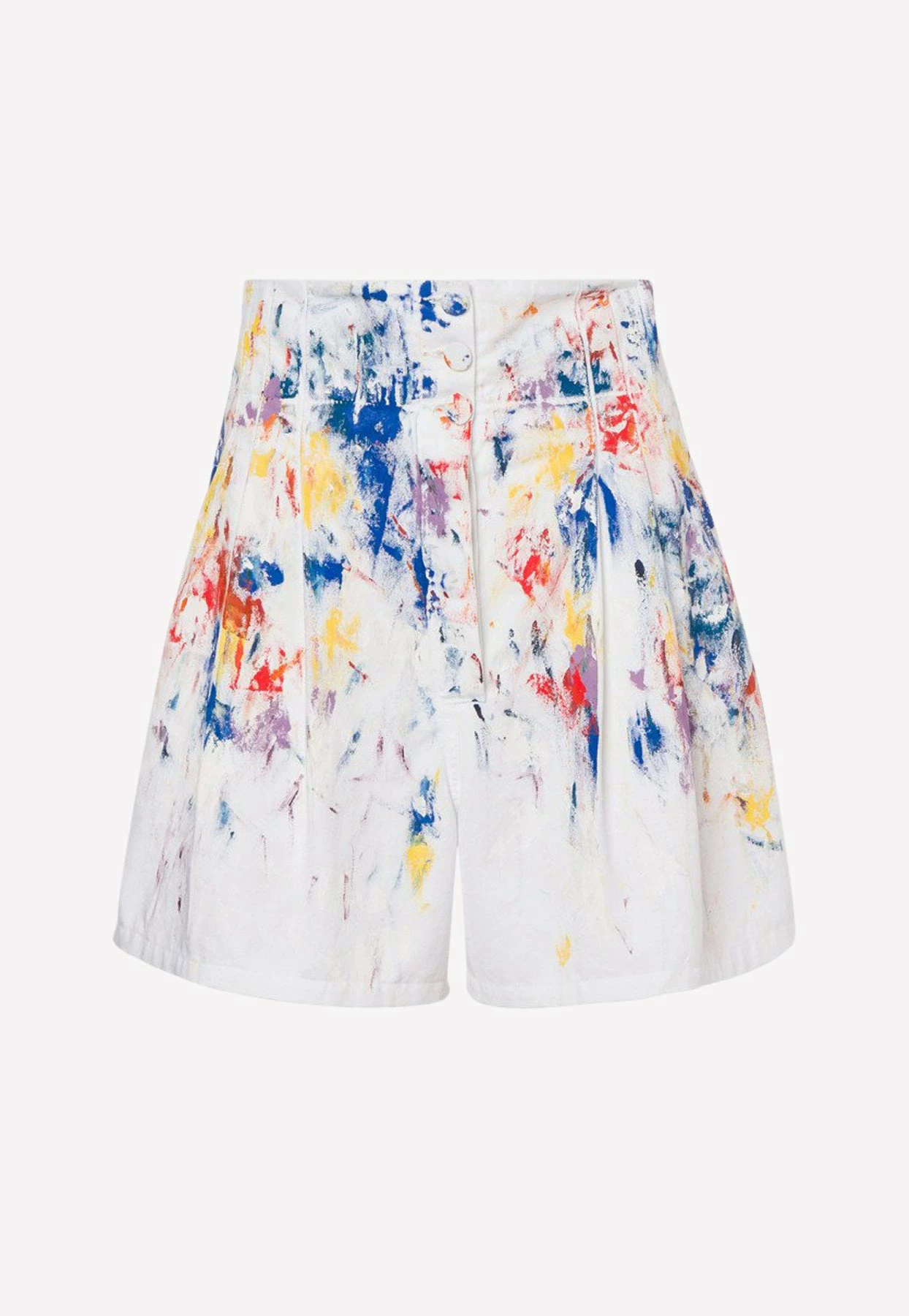 Philosophy Di Lorenzo Serafini High-Waist Hand Paint Cotton Shorts White 4 Philosophy Di Lorenzo Serafini High-Waist Hand Paint Cotton Shorts White - Image 4