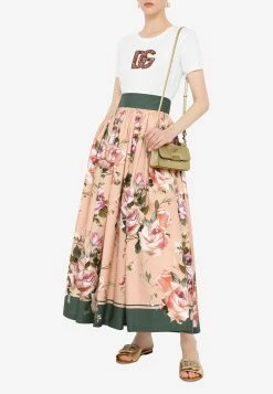 Dolce & Gabbana High-Rise Floral Midi Skirt Pink