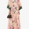 Dolce & Gabbana Floral Print Poplin Maxi Kaftan Pink