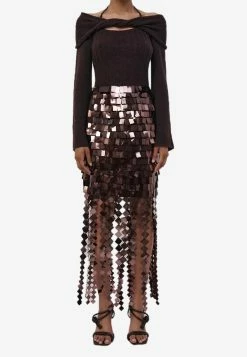 Jonathan Simkhai Lucee Sequin Midi Skirt Brown