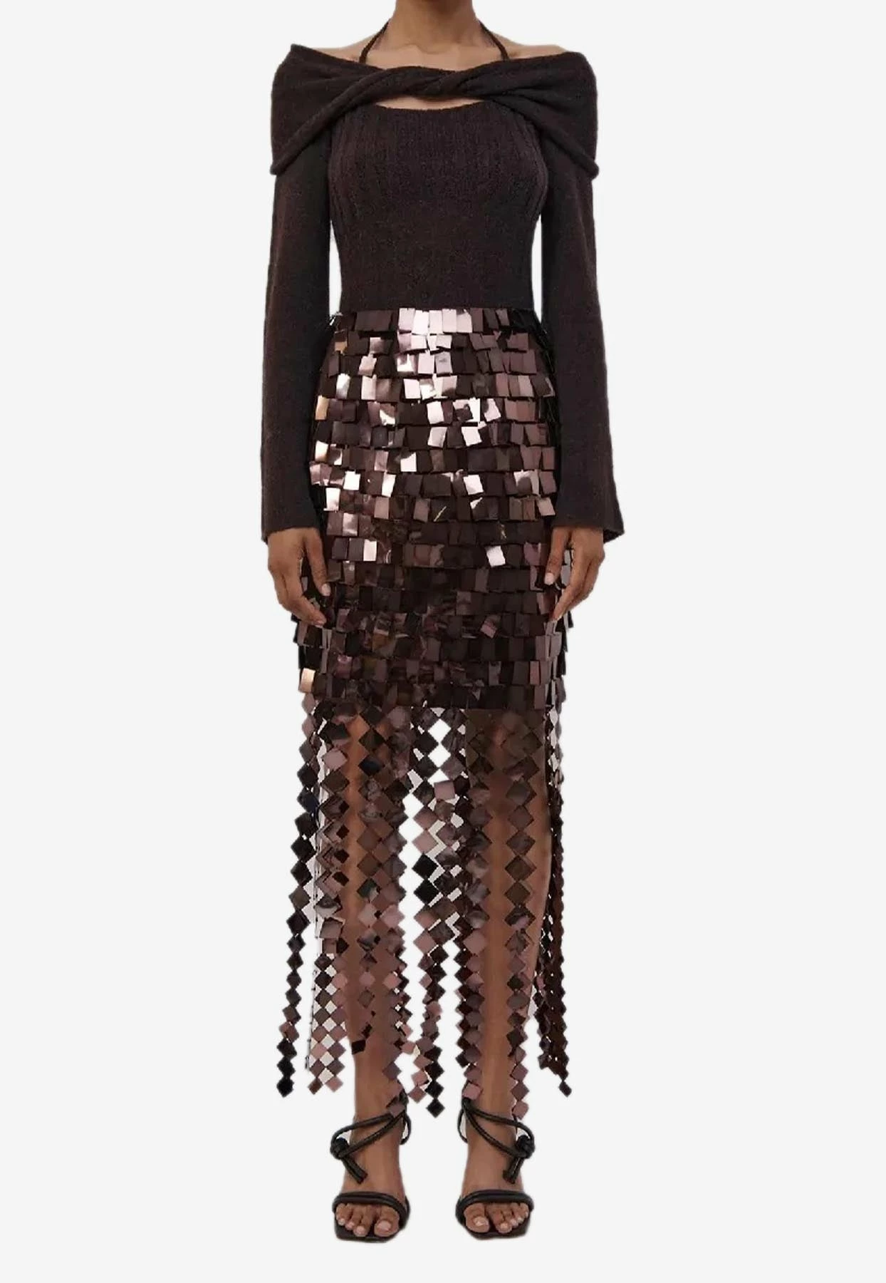 Jonathan Simkhai Lucee Sequin Midi Skirt Brown 1 Jonathan Simkhai Lucee Sequin Midi Skirt Brown