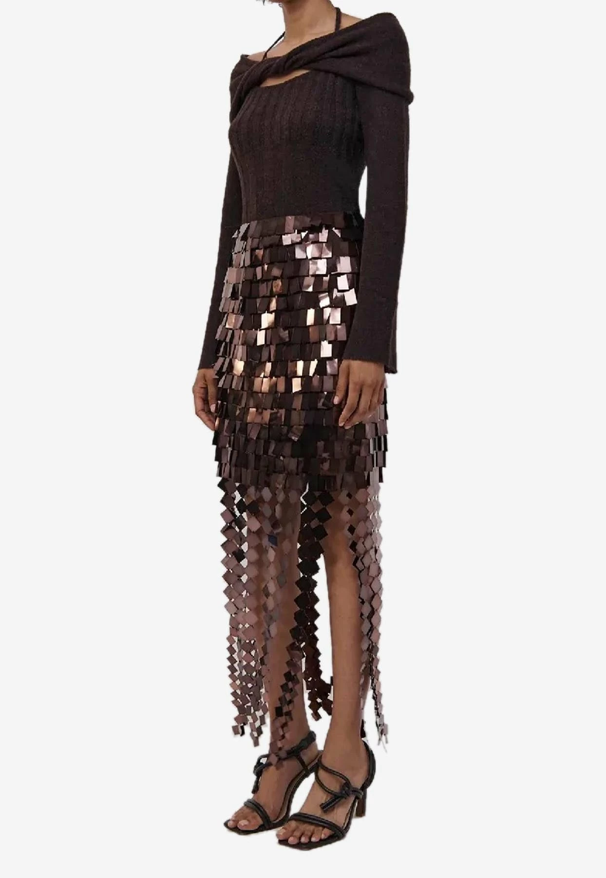 Jonathan Simkhai Lucee Sequin Midi Skirt Brown 2 Jonathan Simkhai Lucee Sequin Midi Skirt Brown - Image 2