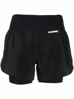 Jil Sander Logo Print Trail Shorts Black