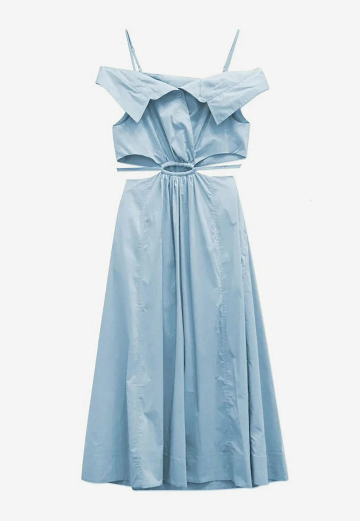 Jonathan Simkhai Ansley Off-Shoulder Midi Dress With Cut-Outs Light Blue 1 Jonathan Simkhai Ansley Off-Shoulder Midi Dress With Cut-Outs Light Blue