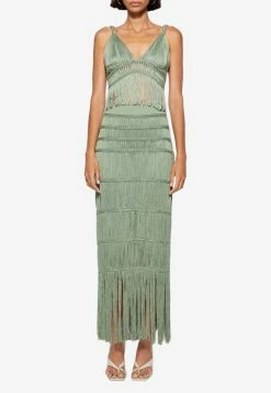 Jonathan Simkhai Claudette Macramé Bralette With Fringe Green