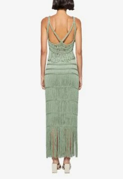 Jonathan Simkhai Claudette Macramé Bralette With Fringe Green -Evening Dresses Popular Store JSGCMBT 201