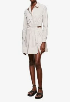 Jonathan Simkhai Shaelyn Mini Shirt Dress With Cut-Outs Beige