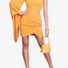 Lavish Alice One-Shoulder Cape Mini Dress Orange
