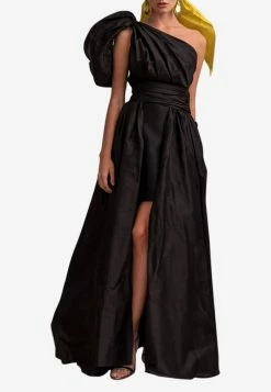 Leal Daccarett Isla Negra One-Shoulder Gown Black