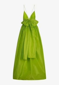 Leal Daccarett Corombaia Silk Taffeta Gown With Oversized Bow Detail Lime -Evening Dresses Popular Store LDLCG 203