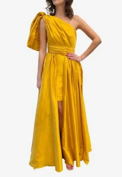 Leal Daccarett Isla Negra One-Shoulder Gown Yellow
