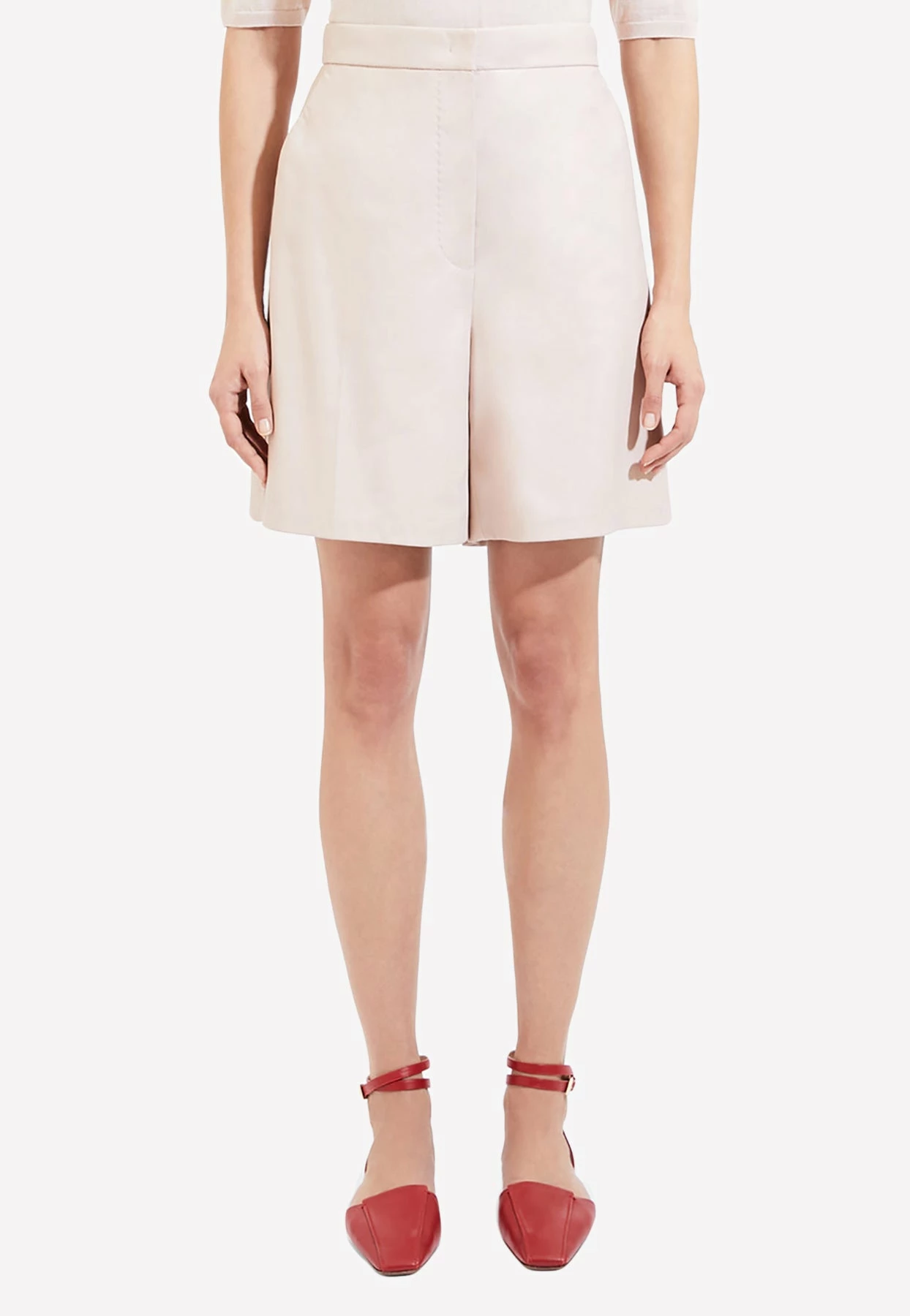 Max Mara High-Waist Leather Shorts Pink 2 Max Mara High-Waist Leather Shorts Pink - Image 2
