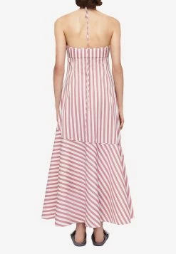 Jil Sander Halterneck Striped Maxi Dress Pink -Evening Dresses Popular Store MzAyOTY2