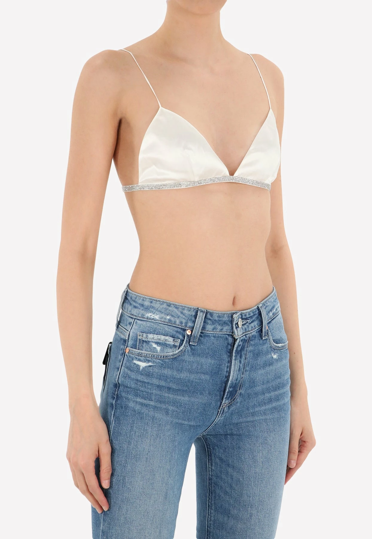 Nuè Rosie Rhinestone Bralette Top White 2 Nuè Rosie Rhinestone Bralette Top White - Image 2