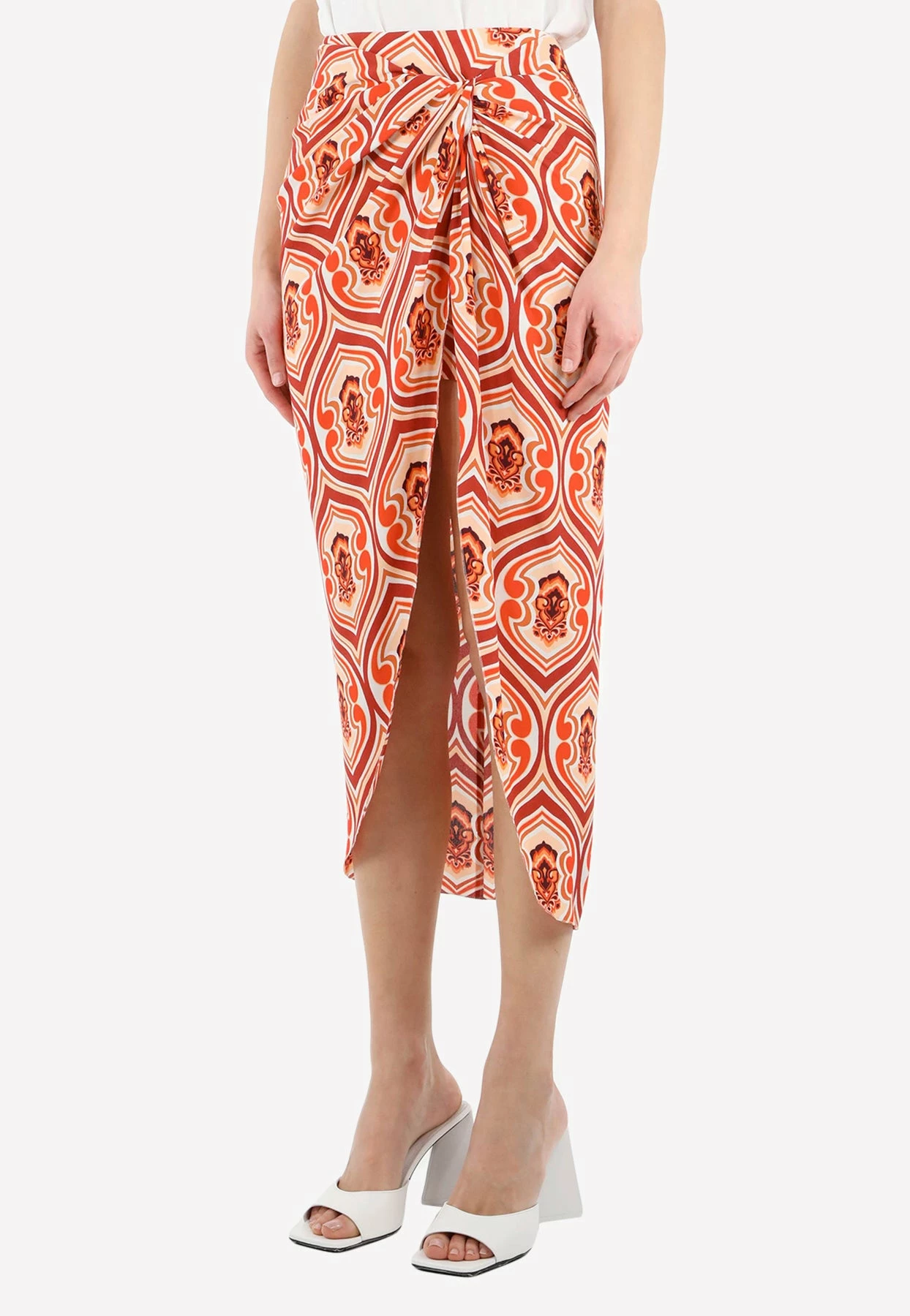Etro Geometric Print Sarong Skirt Orange 2 Etro Geometric Print Sarong Skirt Orange - Image 2