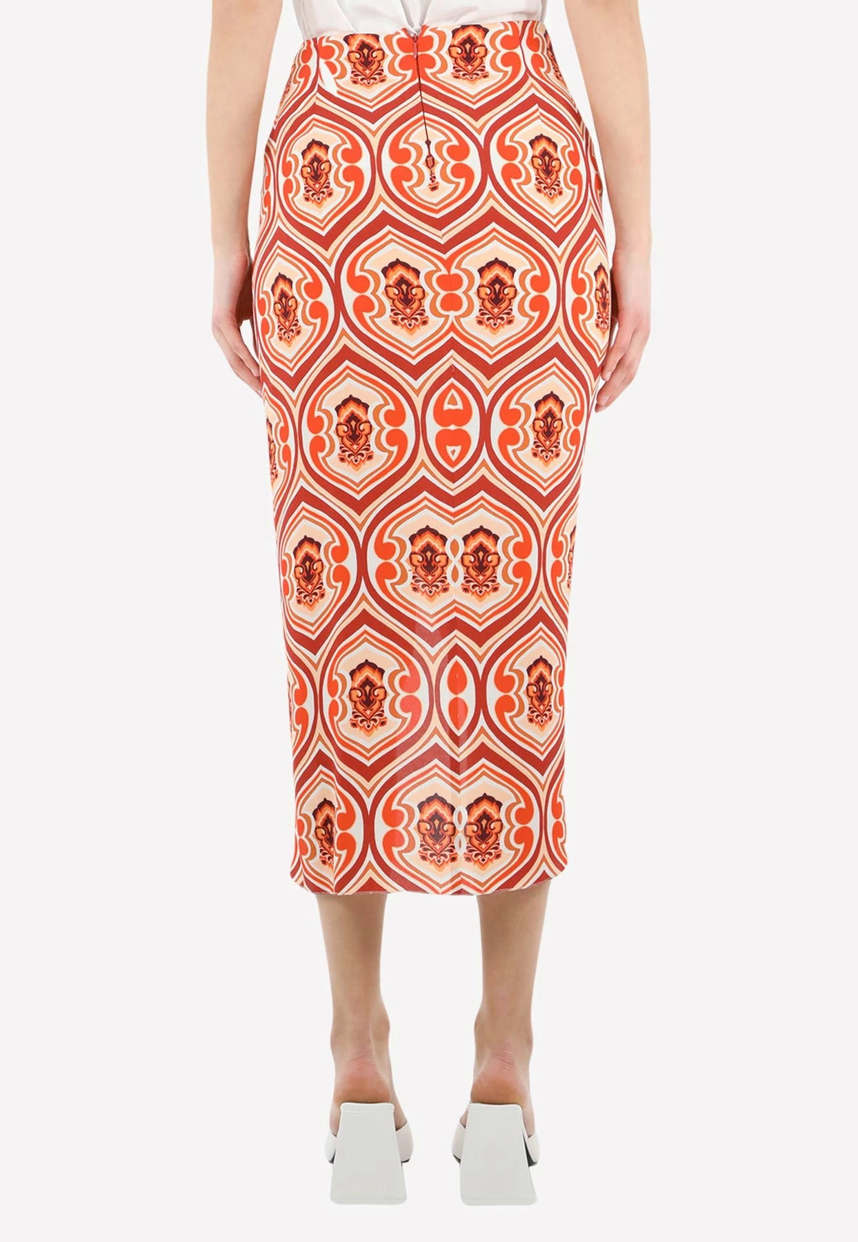 Etro Geometric Print Sarong Skirt Orange 4 Etro Geometric Print Sarong Skirt Orange - Image 4