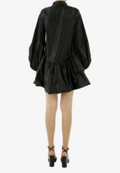 Valentino Washed Taffeta Mini Shirt Dress Black -Evening Dresses Popular Store MzE3MzU1