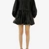 Valentino Washed Taffeta Mini Shirt Dress Black