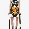 Burberry Printed Mini Dress With Oversized Fringe Monochrome