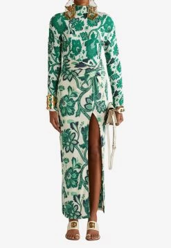 Etro Tree Of Life Maxi Sarong Skirt Green