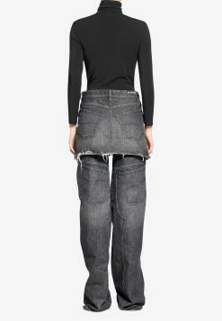 Balenciaga Cut-Up Mini Denim Skirt Black -Evening Dresses Popular Store MzI2MTAx