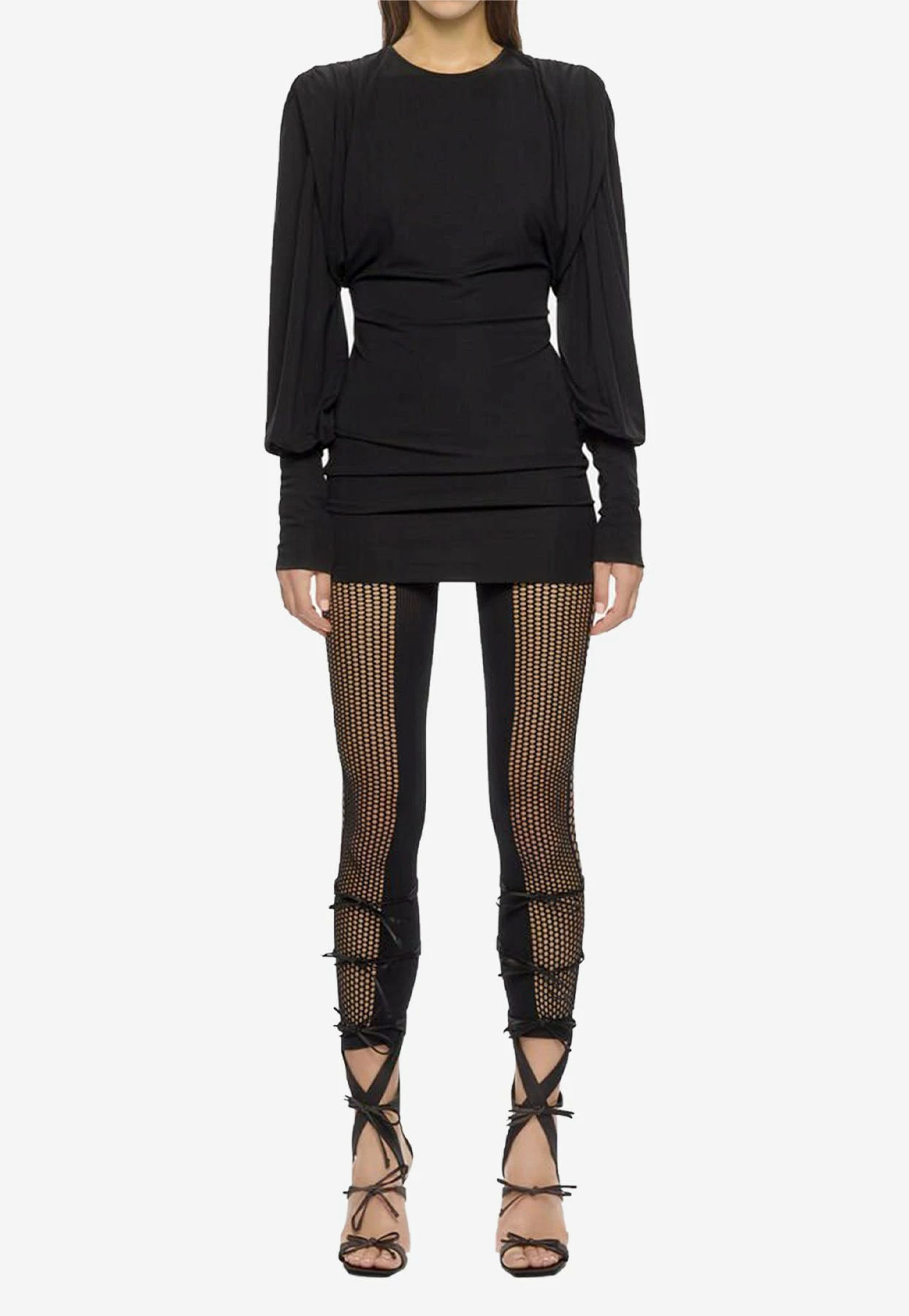 The Attico Quinn Long-Sleeved Mini Dress Black 2 The Attico Quinn Long-Sleeved Mini Dress Black - Image 2