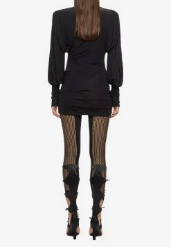 The Attico Quinn Long-Sleeved Mini Dress Black 5 The Attico Quinn Long-Sleeved Mini Dress Black -Evening Dresses Popular Store MzI2MTcx