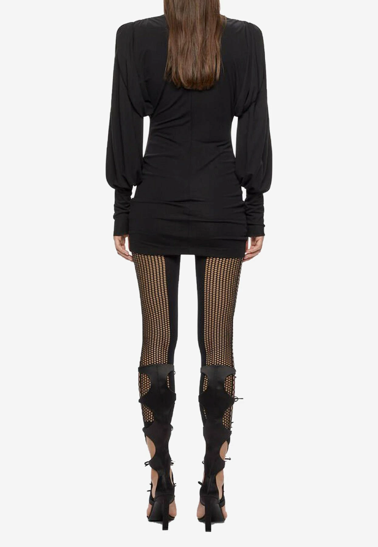 The Attico Quinn Long-Sleeved Mini Dress Black 3 The Attico Quinn Long-Sleeved Mini Dress Black - Image 3