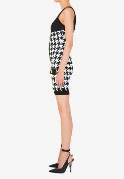 Balmain Houndstooth Sleeveless Mini Dress Monochrome -Evening Dresses Popular Store MzI2OTQ4