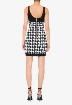 Balmain Houndstooth Sleeveless Mini Dress Monochrome -Evening Dresses Popular Store MzI2OTQ5