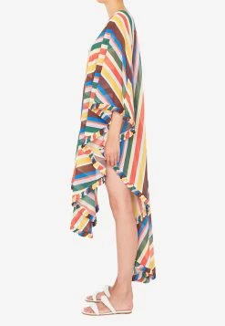GANNI Asymmetric Striped Long-sleeved Beach Dress Multicolor 6 GANNI Asymmetric Striped Long-sleeved Beach Dress Multicolor -Evening Dresses Popular Store MzI2OTg1