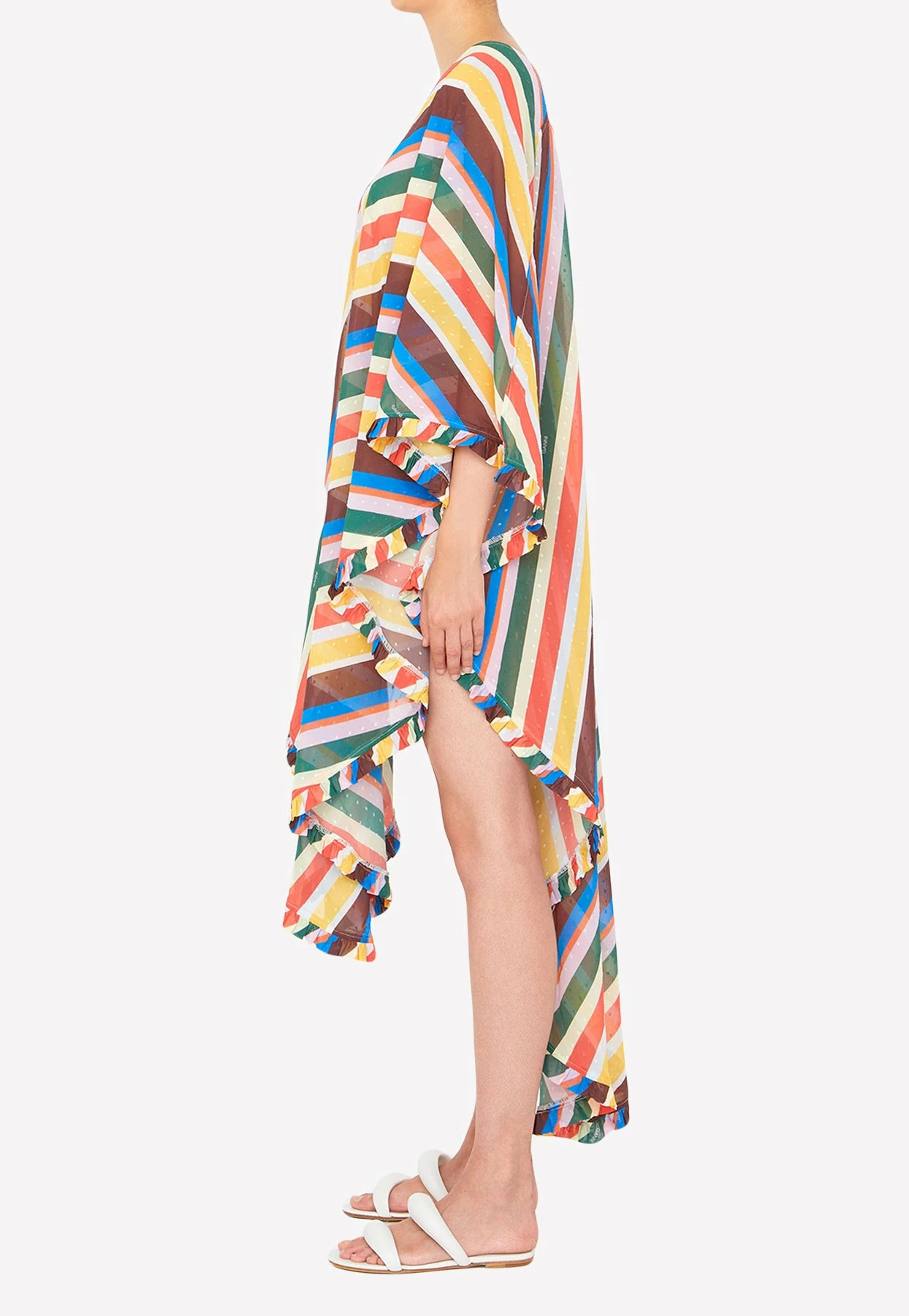 GANNI Asymmetric Striped Long-sleeved Beach Dress Multicolor 3 GANNI Asymmetric Striped Long-sleeved Beach Dress Multicolor - Image 3