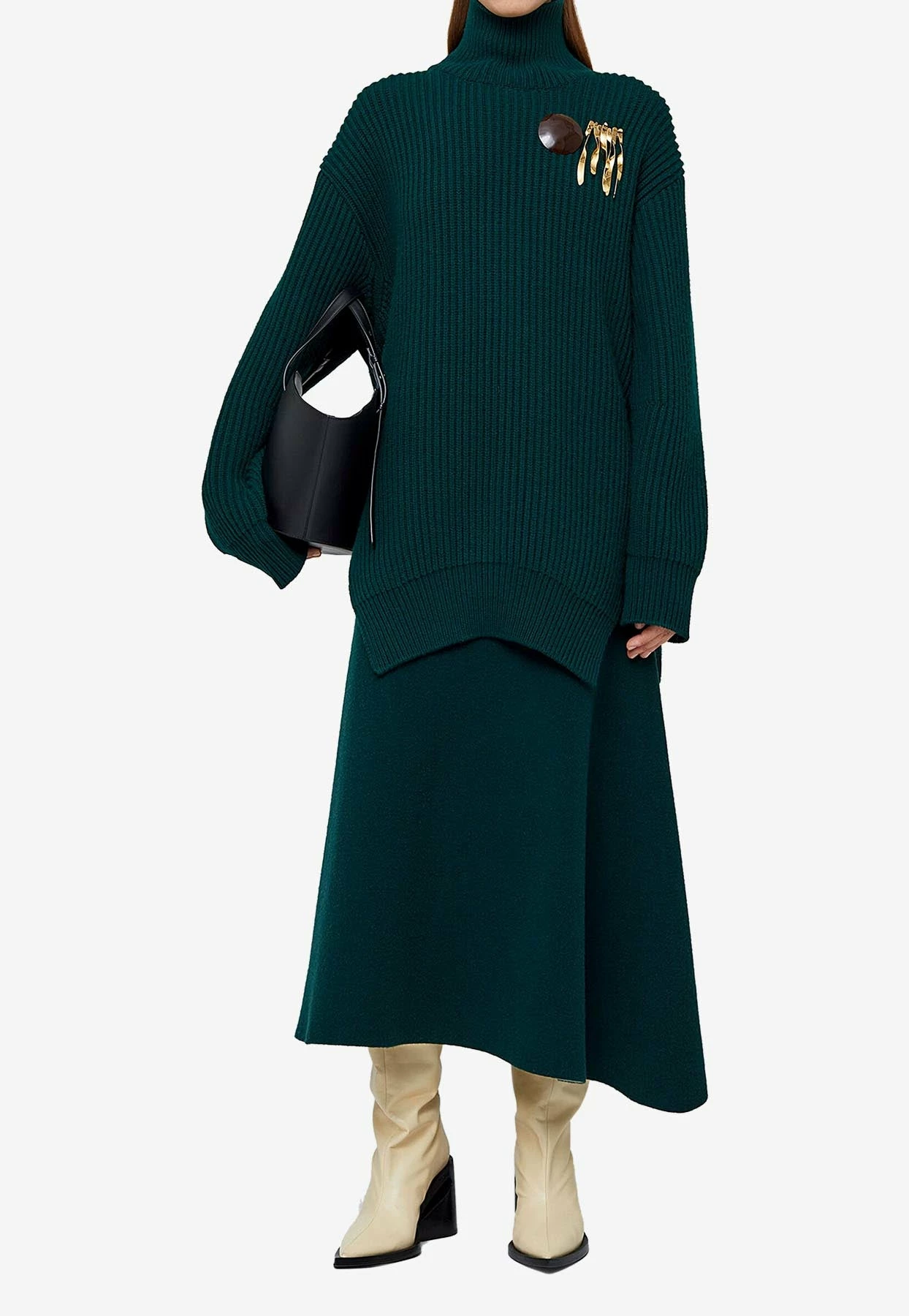 Jil Sander Reversible Asymmetric Midi Skirt Green 1 Jil Sander Reversible Asymmetric Midi Skirt Green