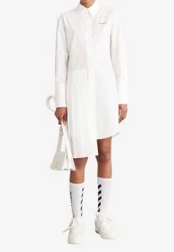 Off-White Diag Asymmetric Shirt Dress White