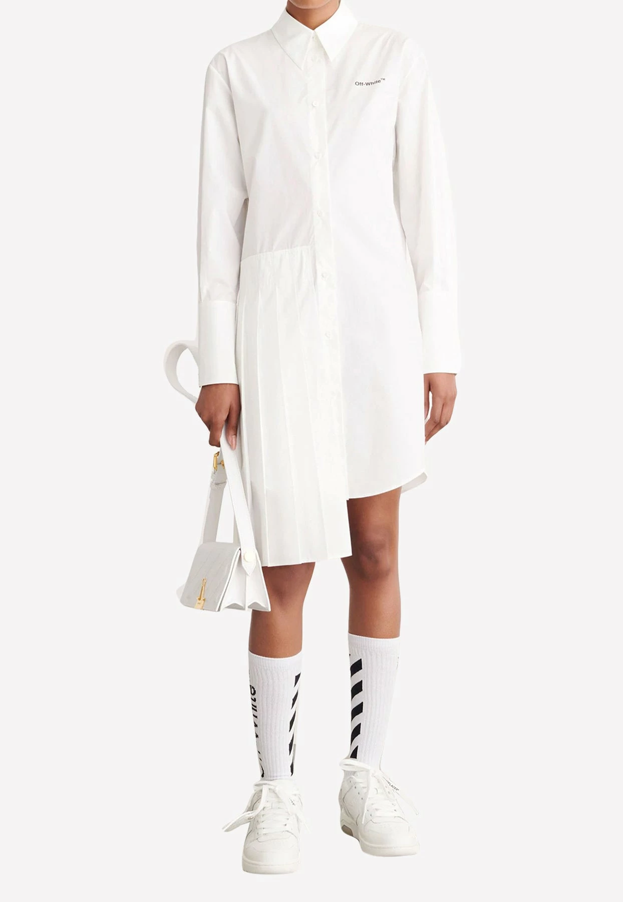 Off-White Diag Asymmetric Shirt Dress White 1 Off-White Diag Asymmetric Shirt Dress White