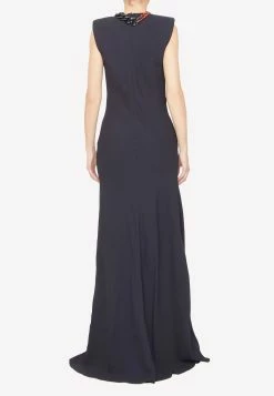 Stella McCartney Chain Detail Long Dress Black 7 Stella McCartney Chain Detail Long Dress Black -Evening Dresses Popular Store MzI4ODQ0
